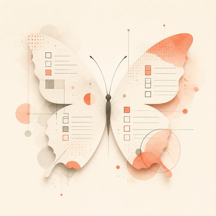 Illustration eines Papier-Schmetterlings für Kriterienunterstützung